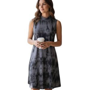 GINGER G GRAY/NAVY TIE DYE SHIFT DRESS SZ.L EUC.